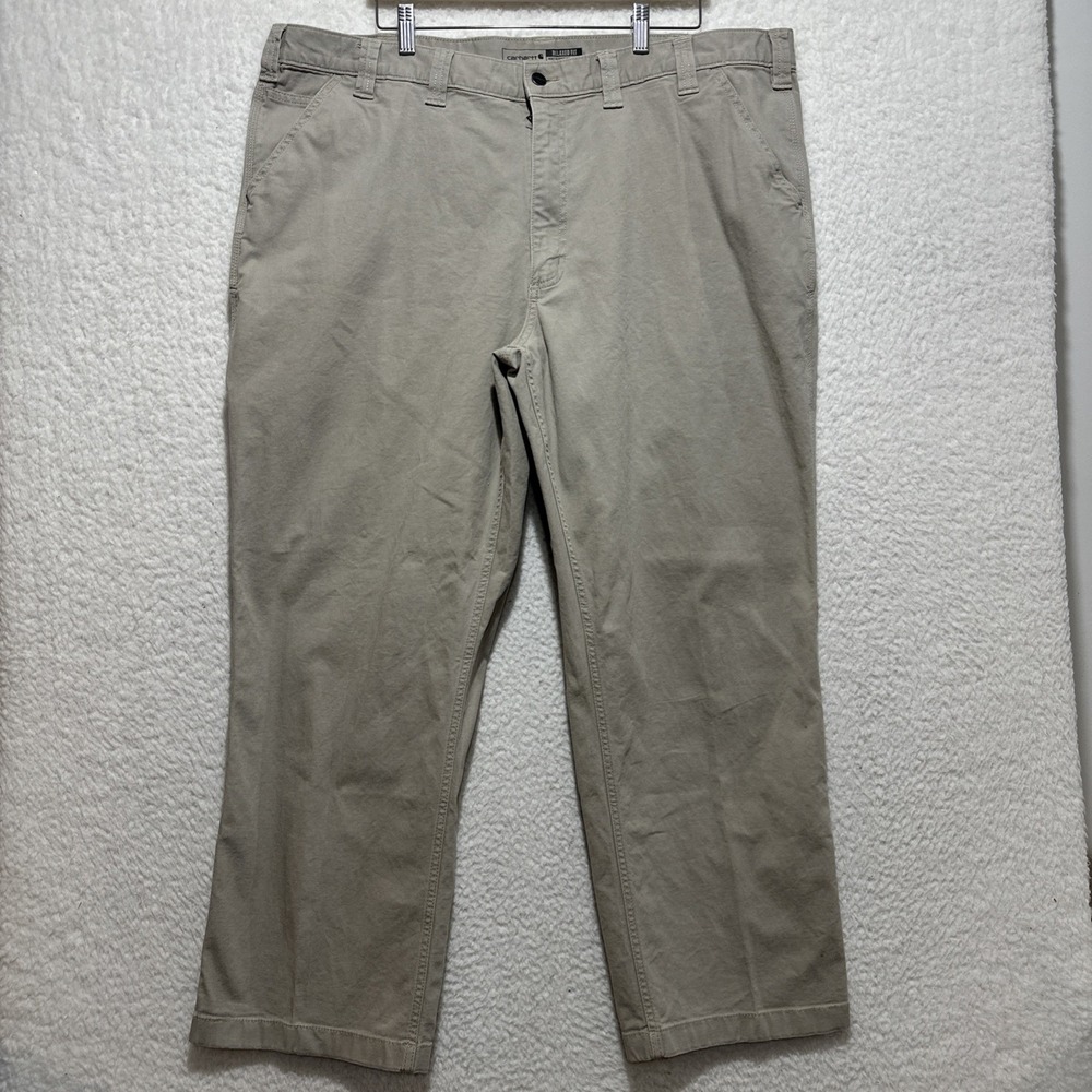 Carhartt Pants Men's Size 44 Khaki Relaxed Fit Rugged Flex Workwear Canvas Pants